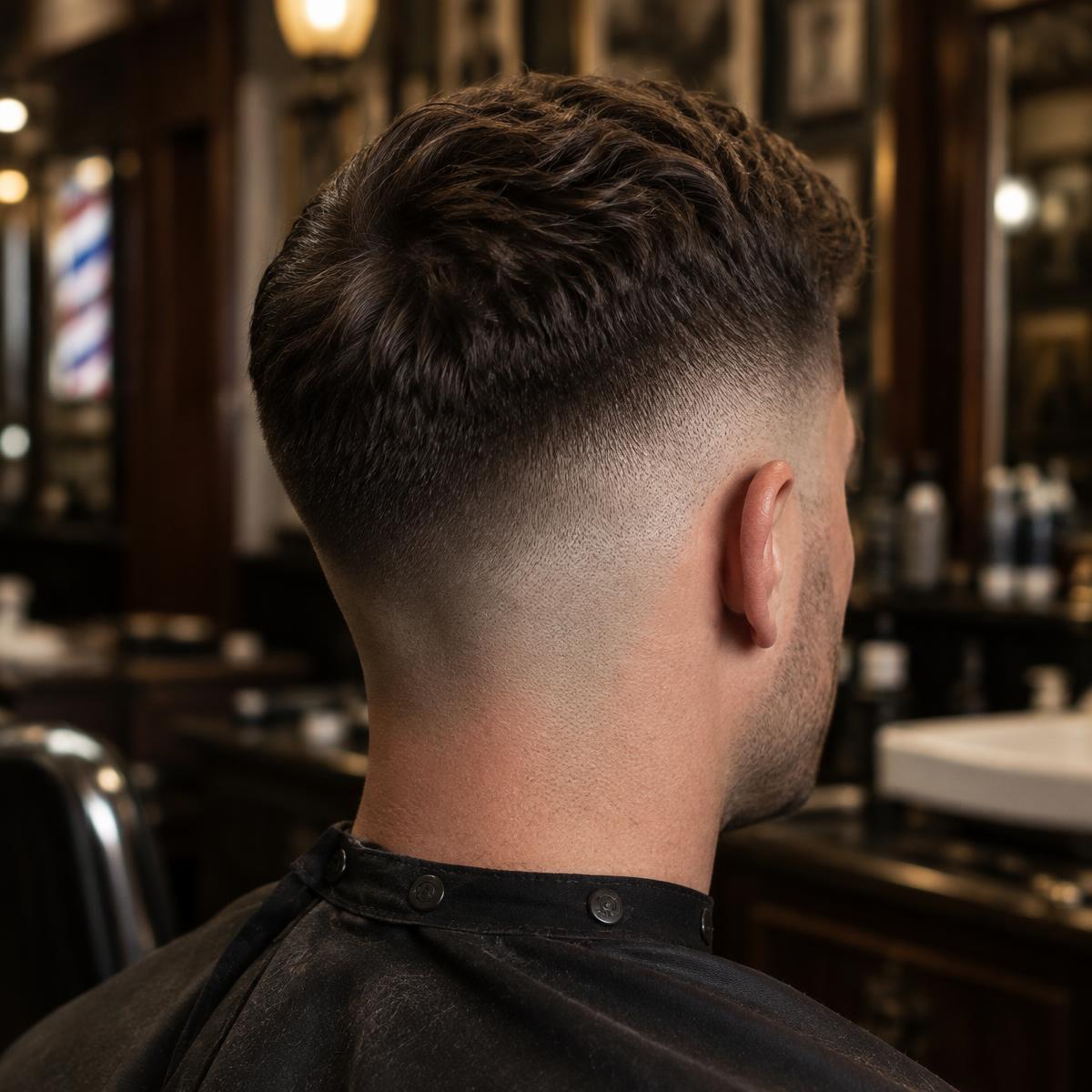 Fresh skin fade seen from the back
